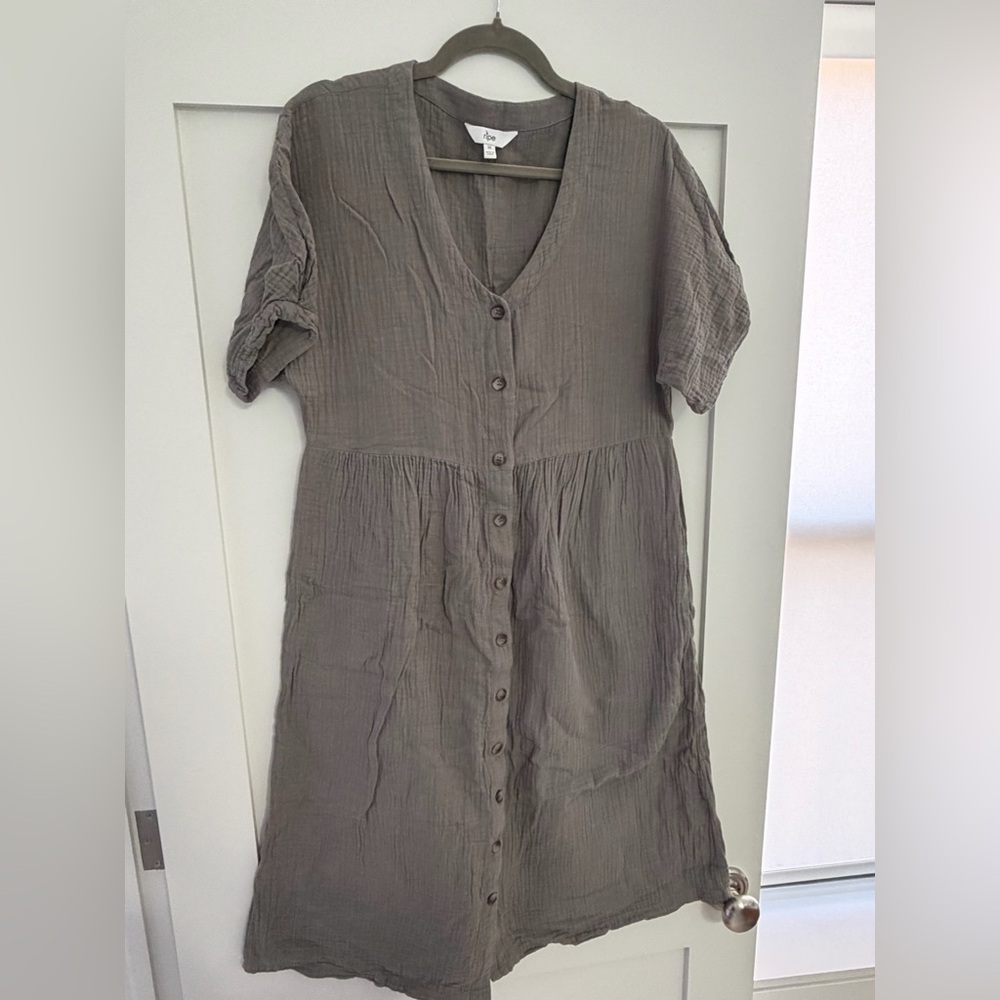 Ripe linen green maternity dress - medium